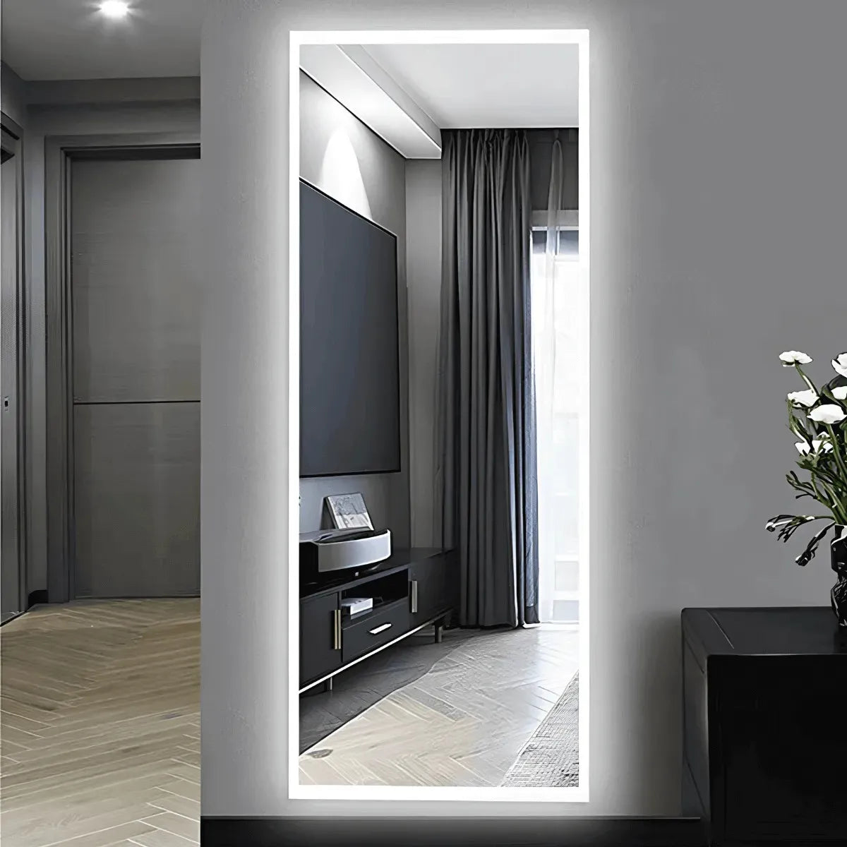 Espelho Grande com LED para Sala Bisotado 140x60cm