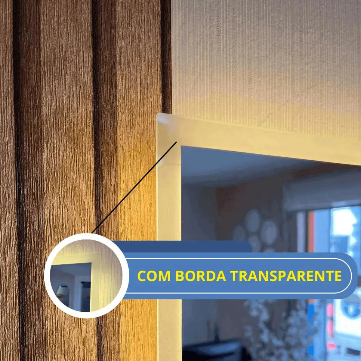 Espelho Grande com LED para Sala Bisotado 140x60cm
