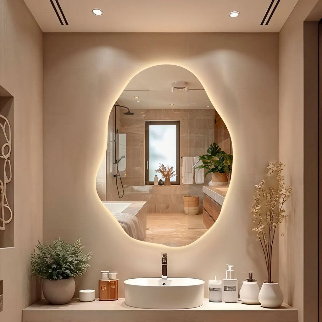 Espelho Orgânico com LED Ametista 80x60cm