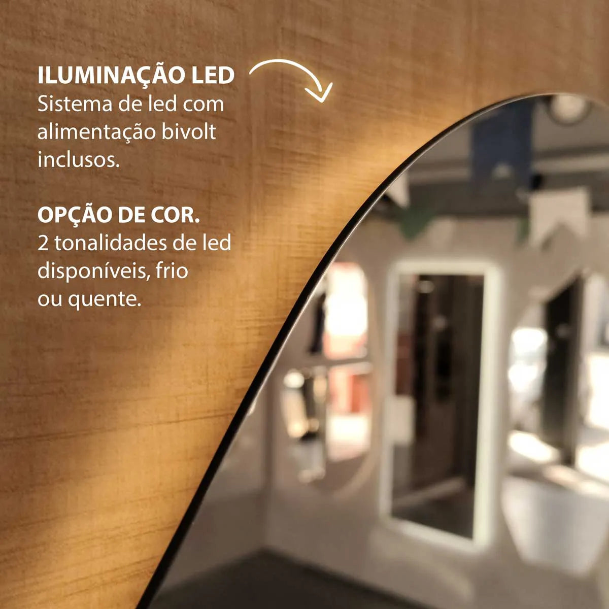 Espelho Orgânico com LED Geodo - 80x60cm