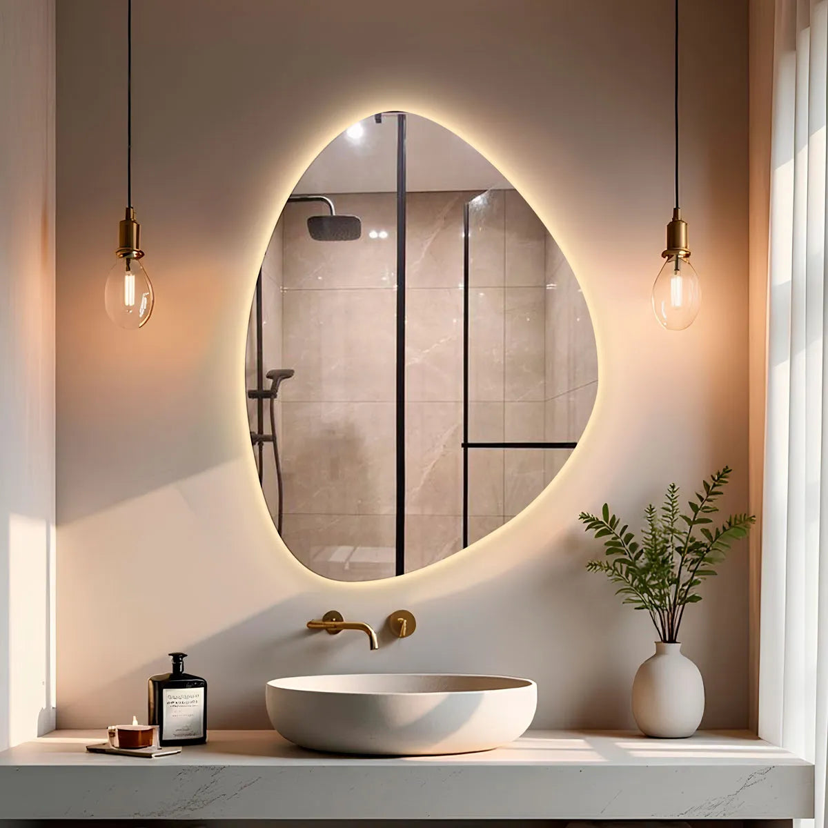 Espelho Orgânico com LED Jade - 80x60cm