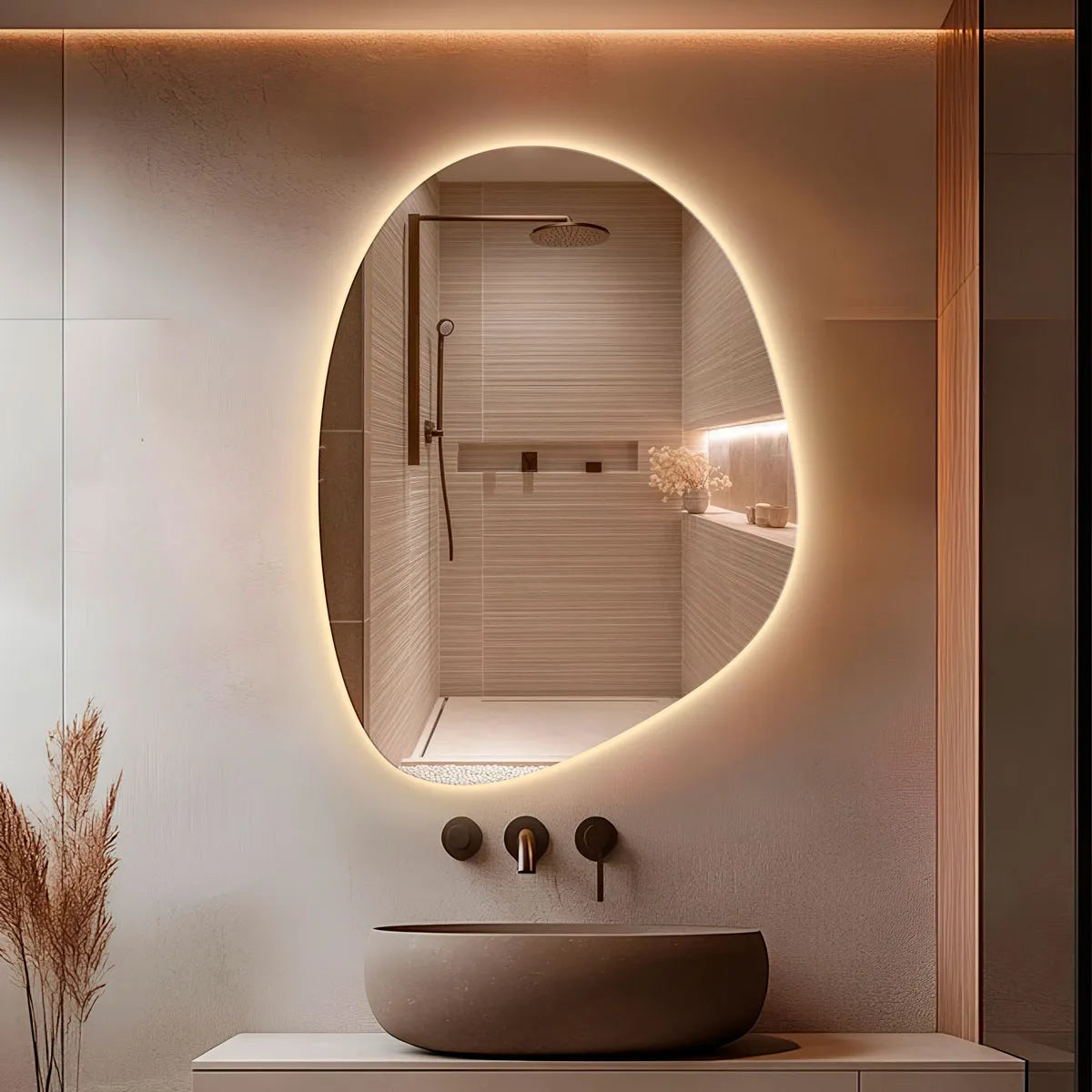 Espelho Orgânico com LED Opala - 80x60cm